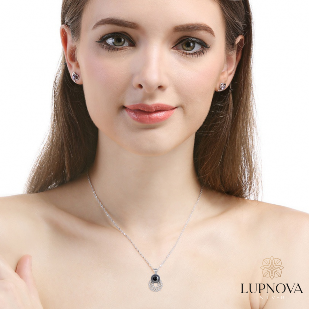 Dije perla gris e incrustaciones de circonio plata 925