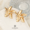 Aretes flor tridimensional grande dorado e2