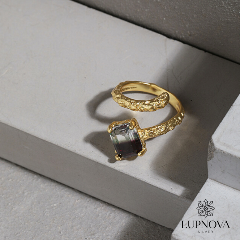 Anillo irregular turmalina plata 925 2