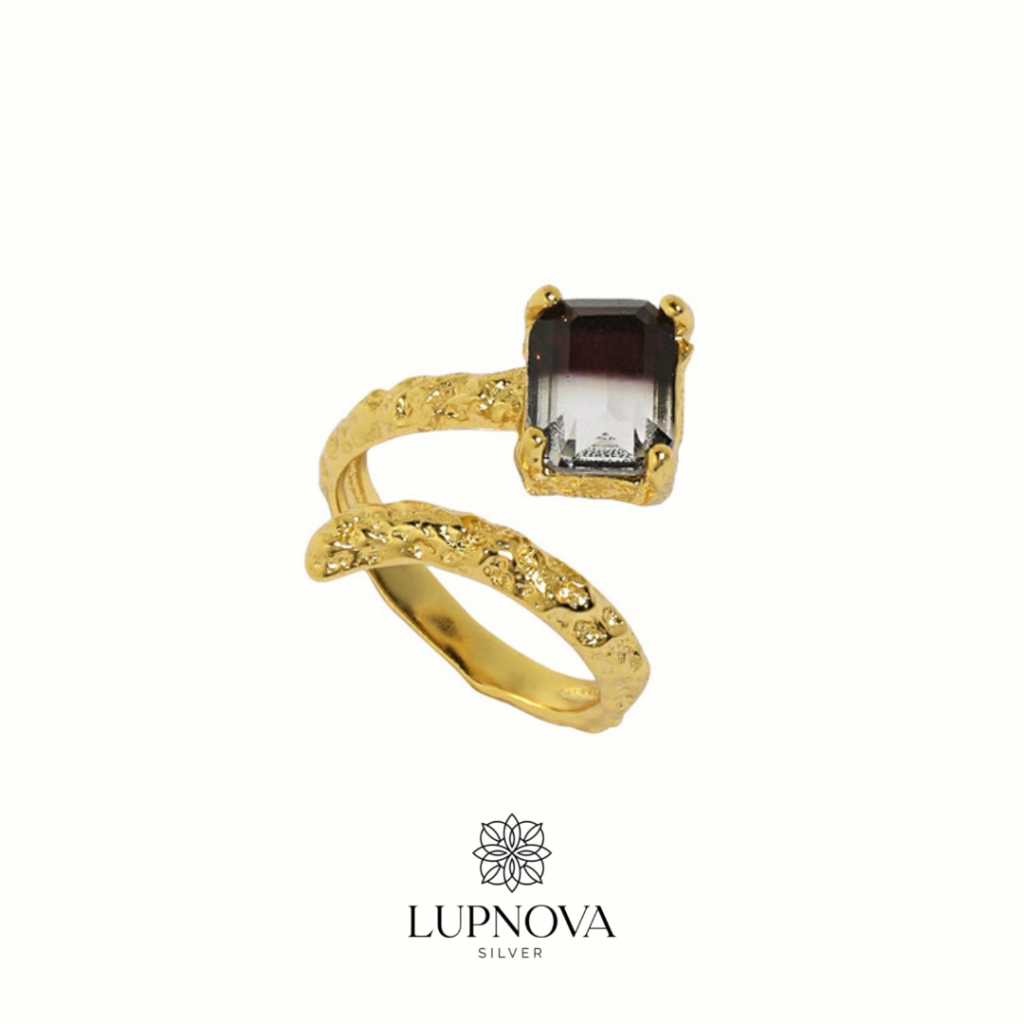 Anillo irregular turmalina plata 925