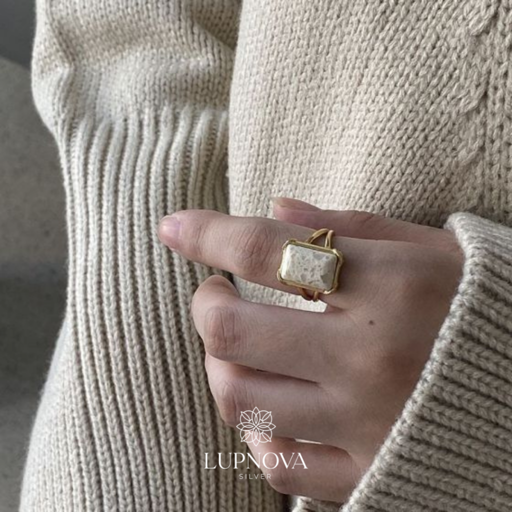 Anillo geométrico rectangular plata925
