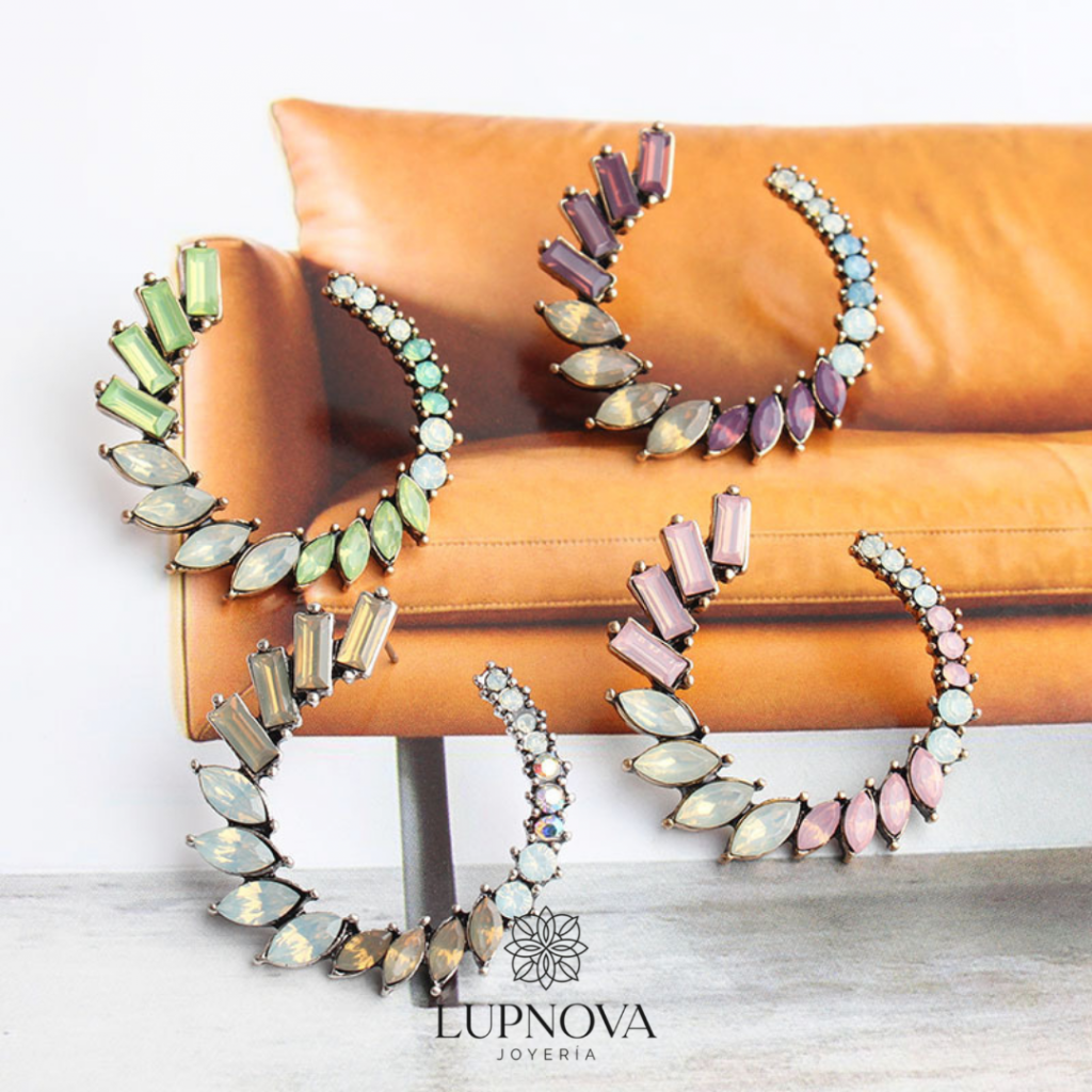 Aretes aro de cristales