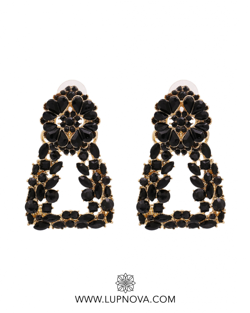 Pendientes vintage de cristal negro