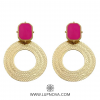 Aretes cículos tallados fucsia