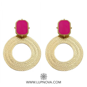Aretes cículos tallados fucsia
