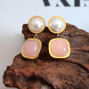 Aretes de perla y cubo