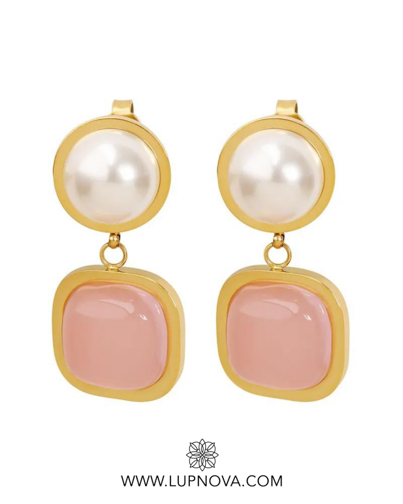 Aretes de perla y cubo