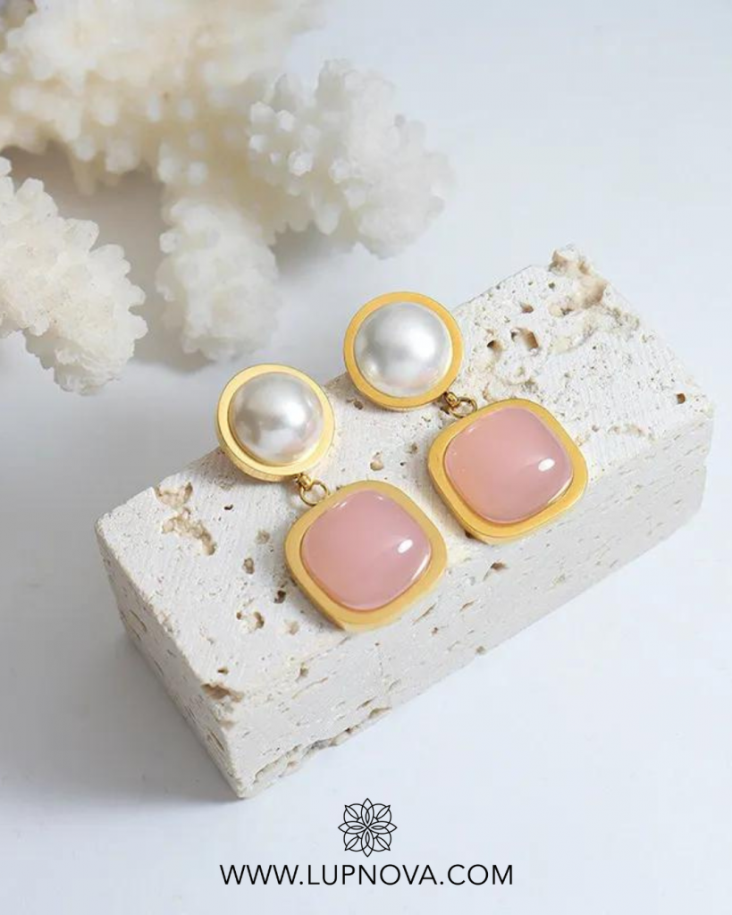 Aretes de perla y cubo