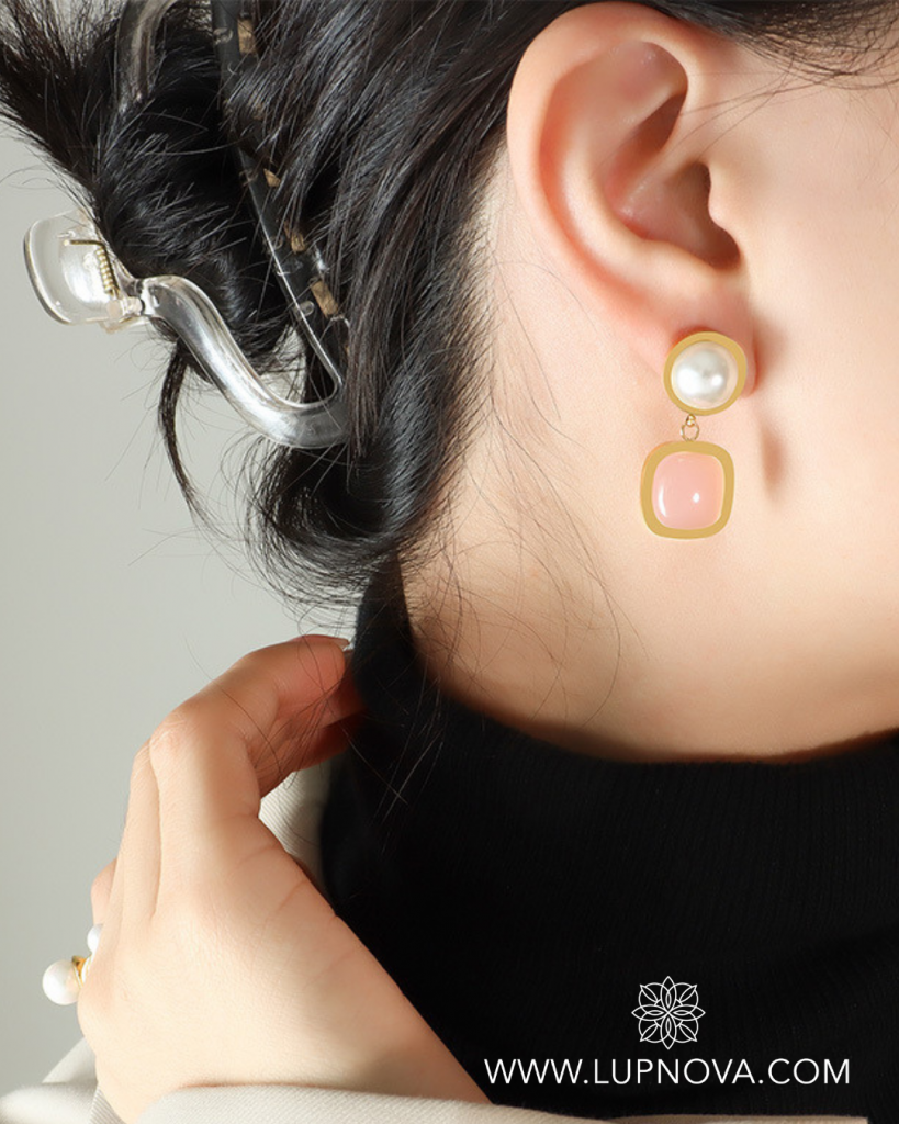 Aretes de perla y cubo