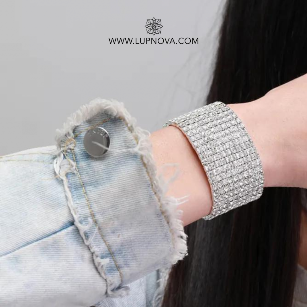 Pulsera rhinestone elástica 10 capas