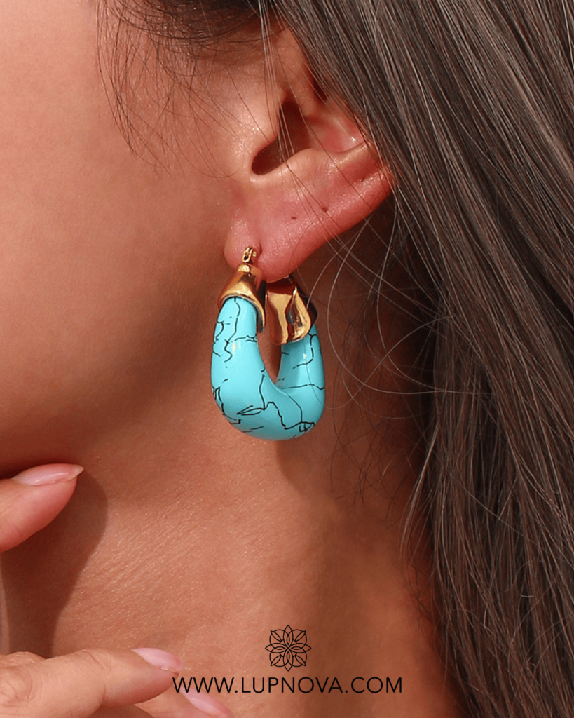 Argollas chunky turquesa