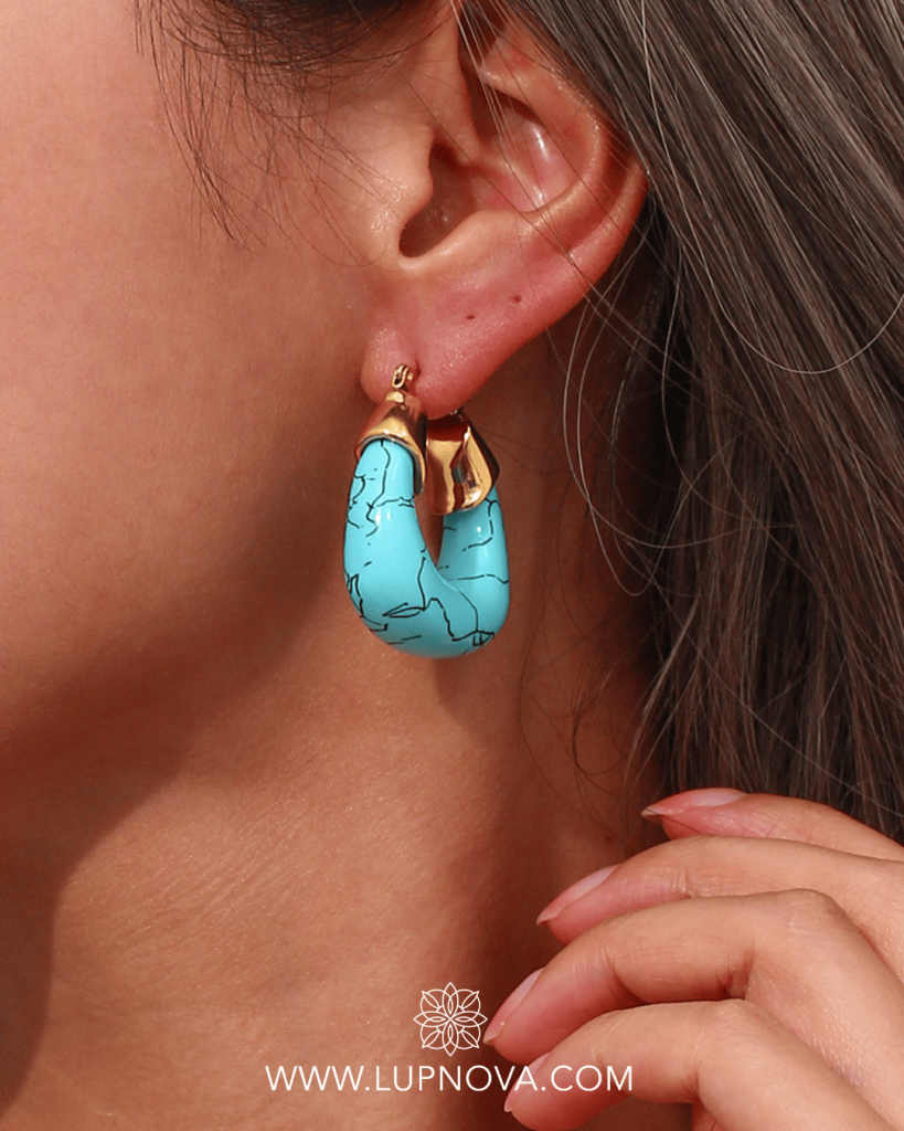 Argollas chunky turquesa