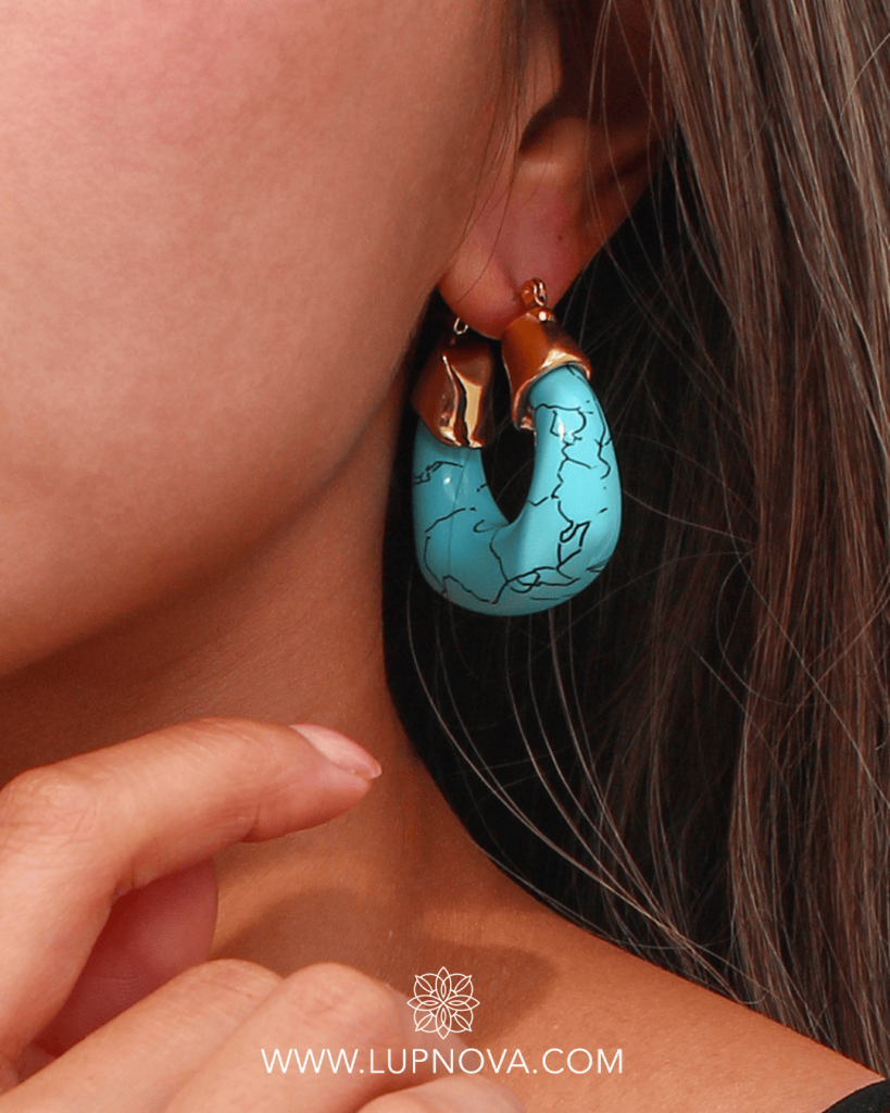 Argollas chunky turquesa