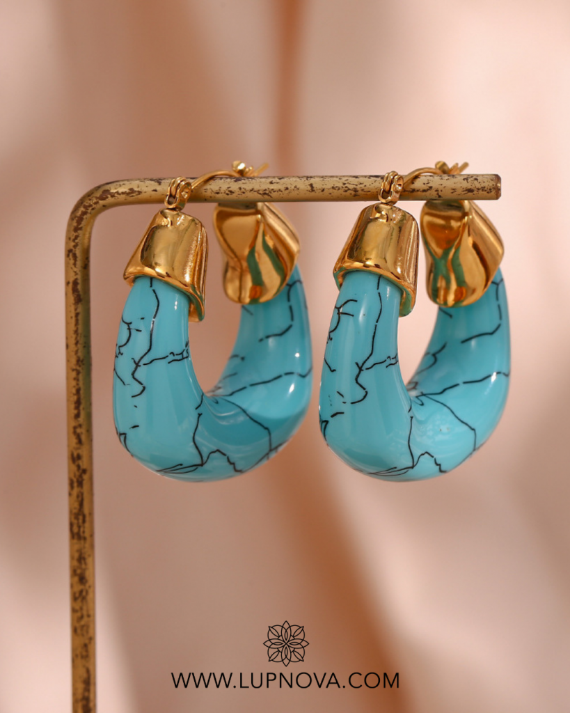 Argollas chunky turquesa