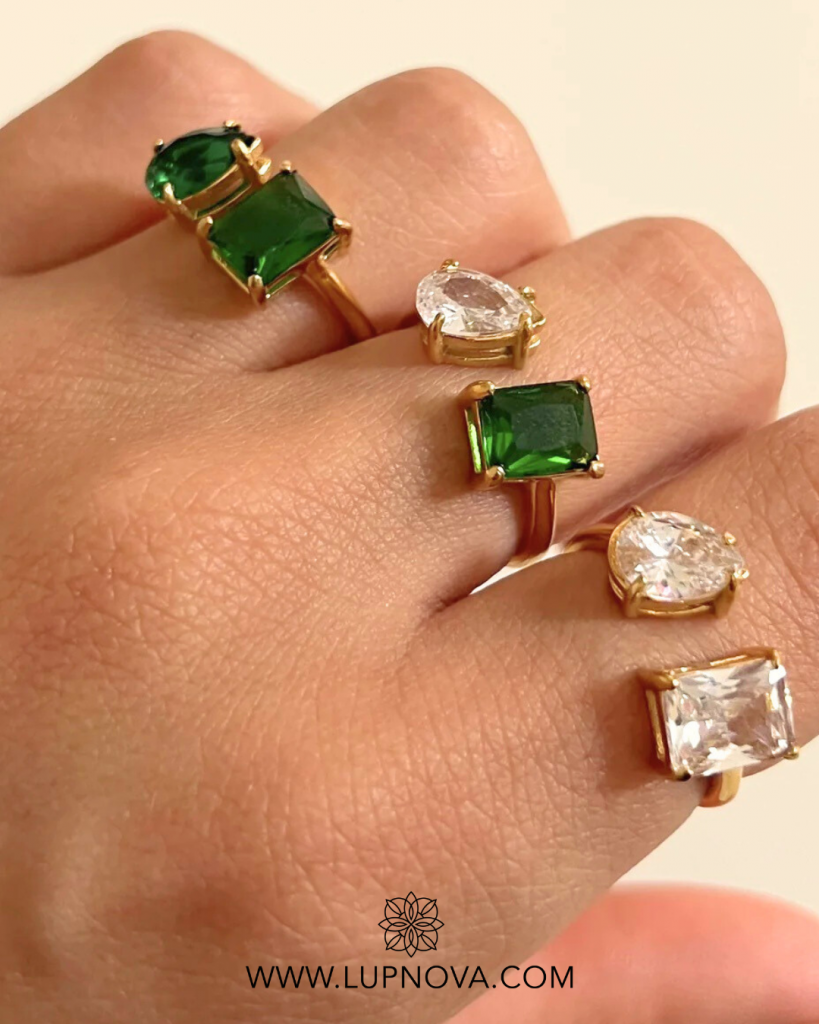 Anillo duo de cristales