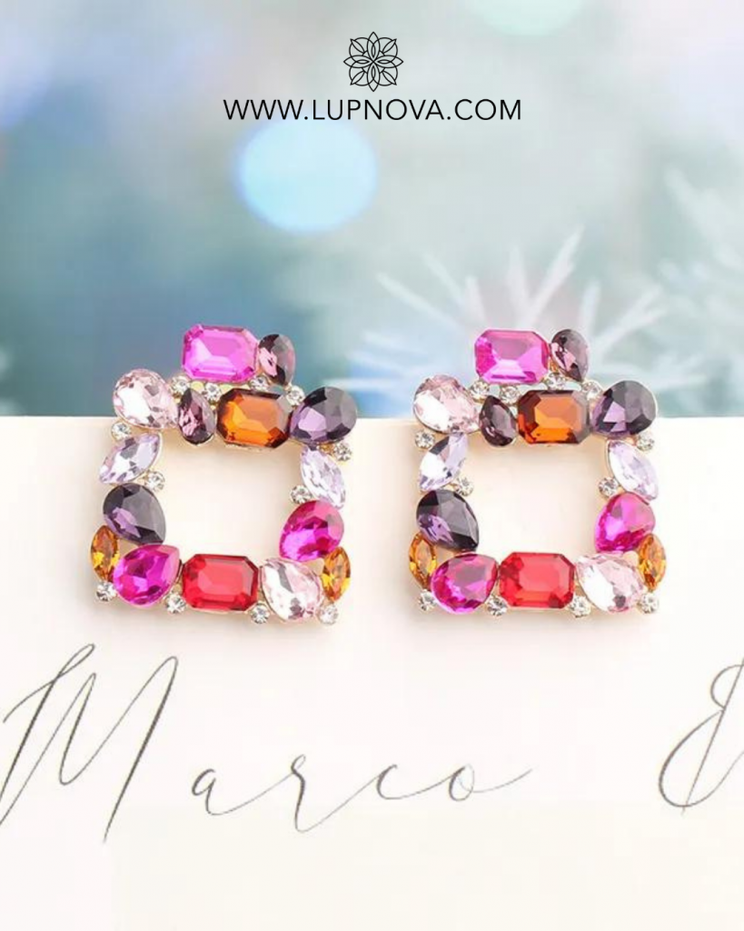 Aretes cuadros y cristales