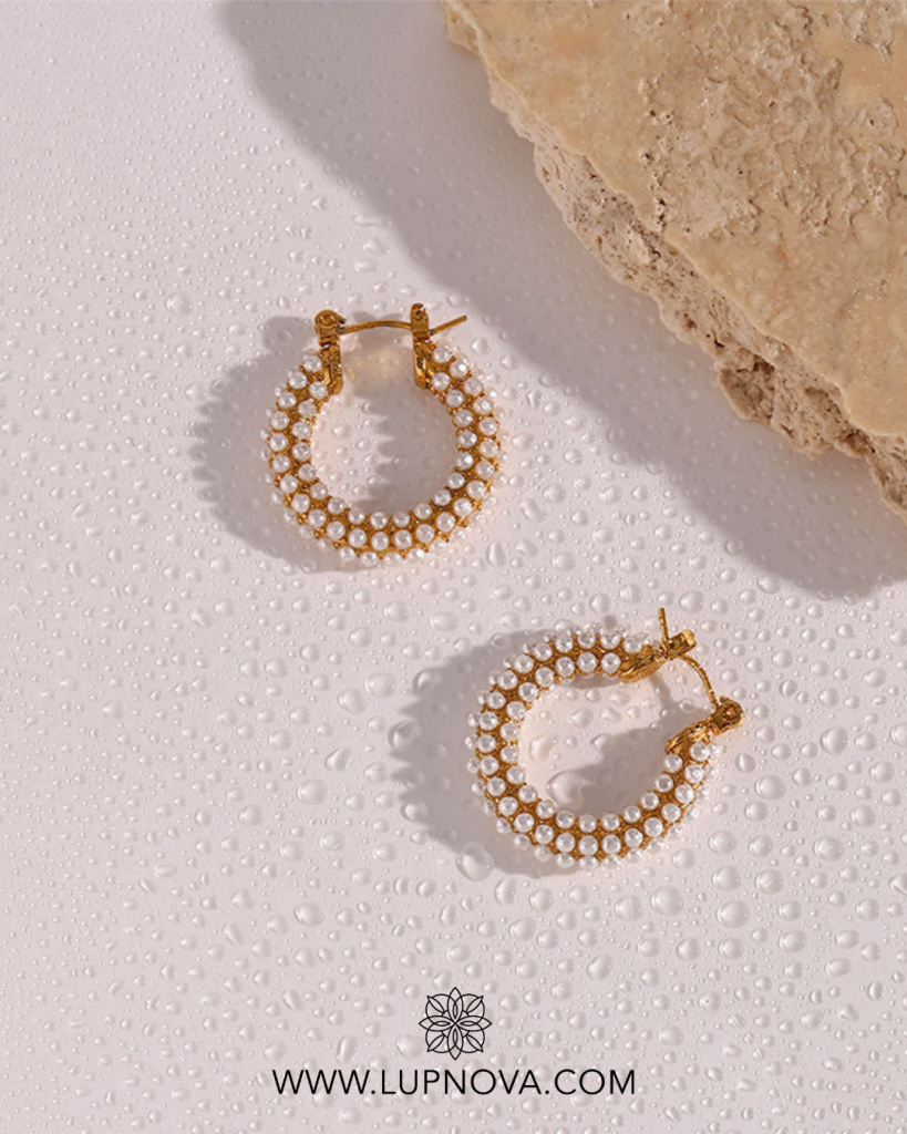 Argollas con mini perlas