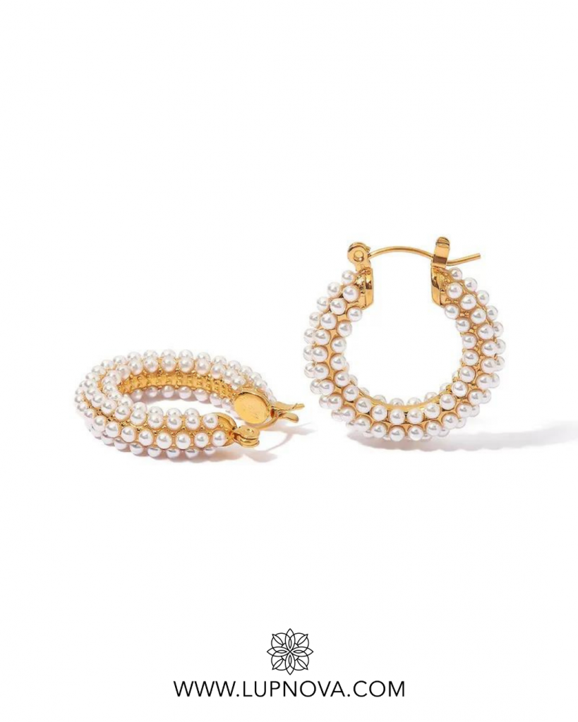 Argollas con mini perlas