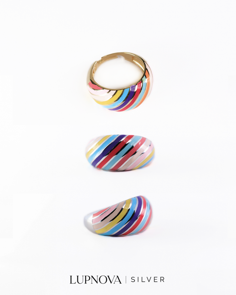 Anillo rainbow plata 925 - Imagen 3