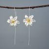 Aretes orquídeas colgantes plata925 - Imagen 4