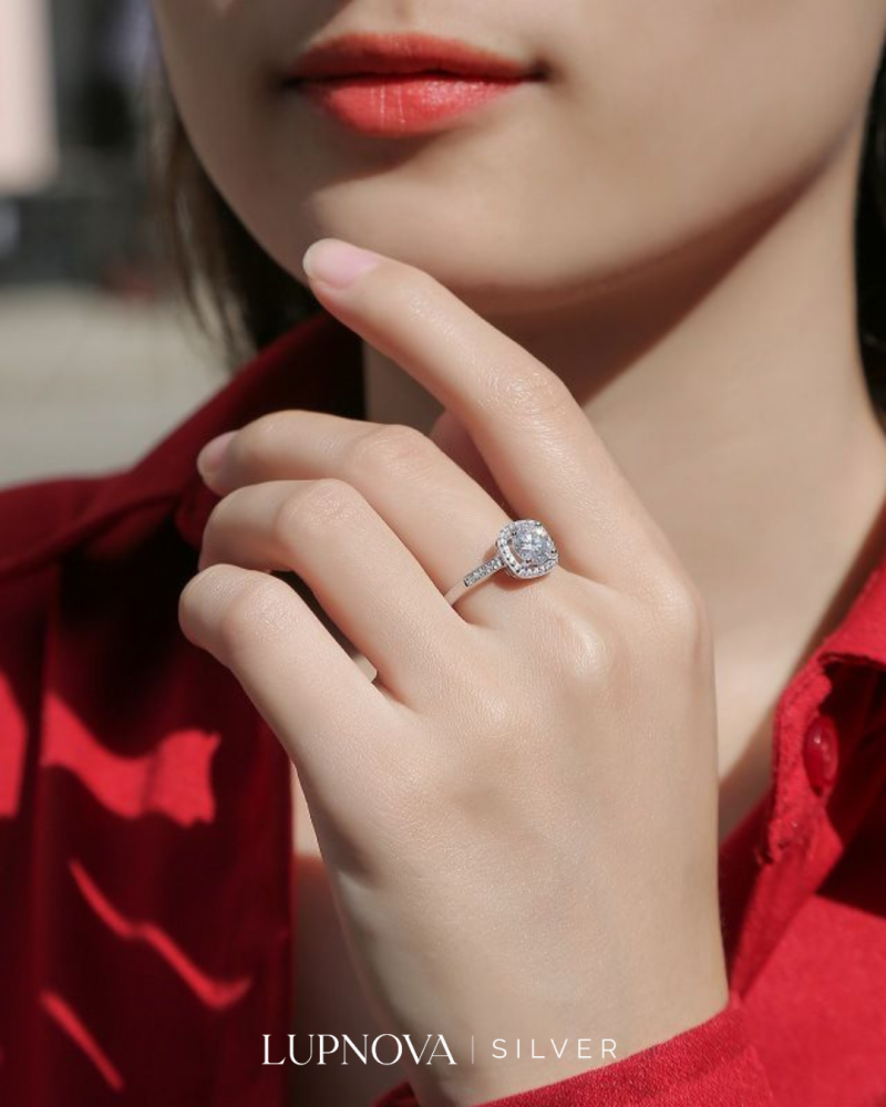 Anillo moissanita clásico plata925 - Imagen 2