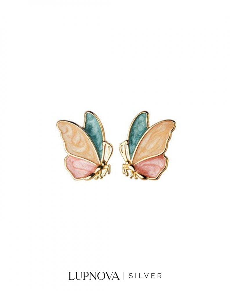 Aretes mariposa oil drop plata925 - Imagen 4