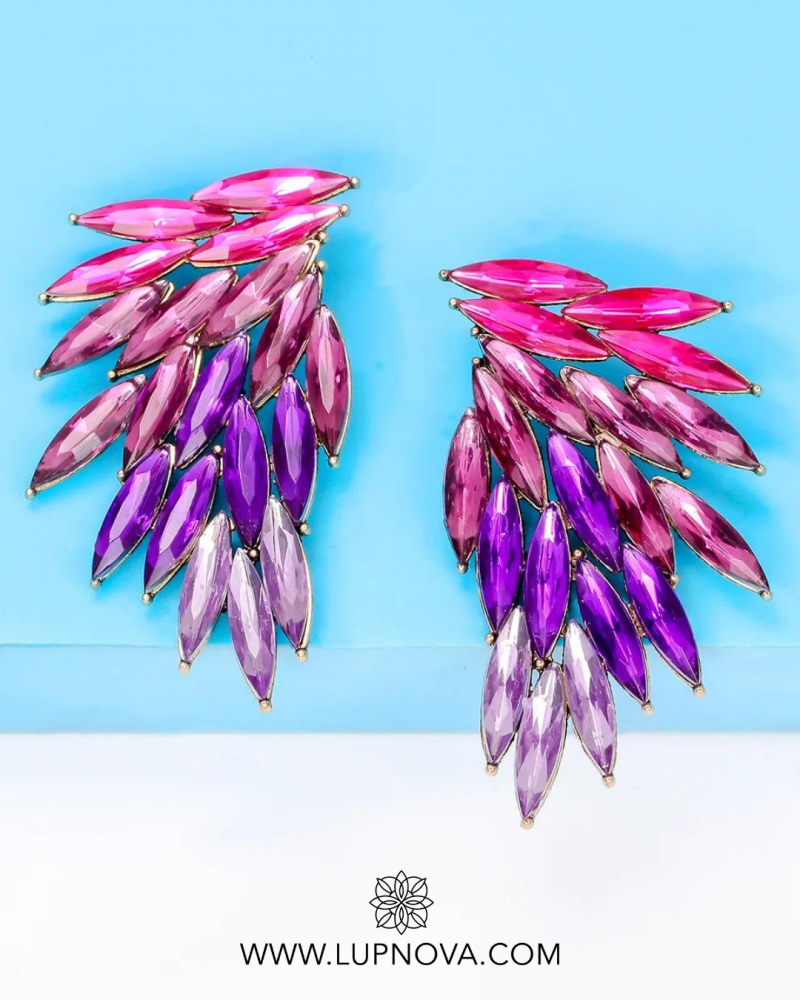 Aretes alas de colores - morado - Imagen 3