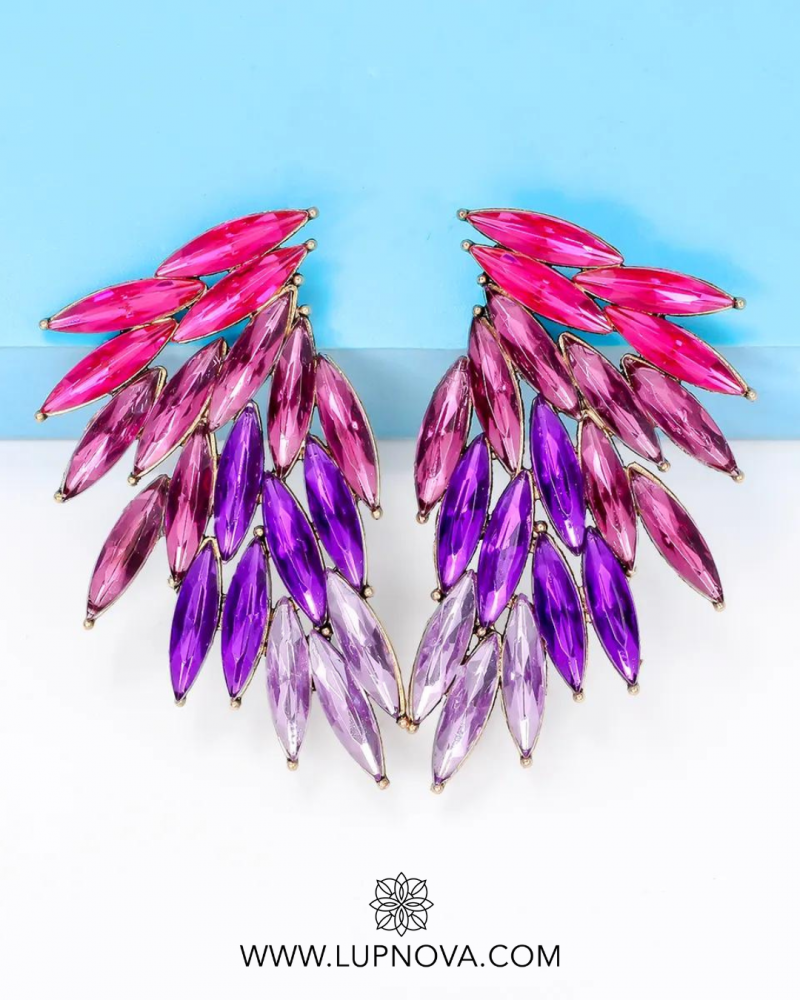 Aretes alas de colores - morado - Imagen 2