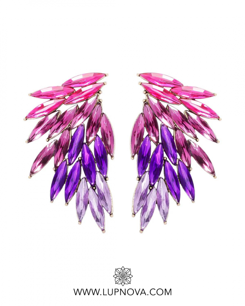 Aretes alas de colores - morado - Imagen 4