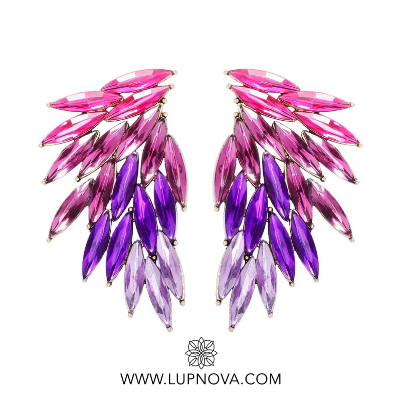 Aretes alas de colores - morado