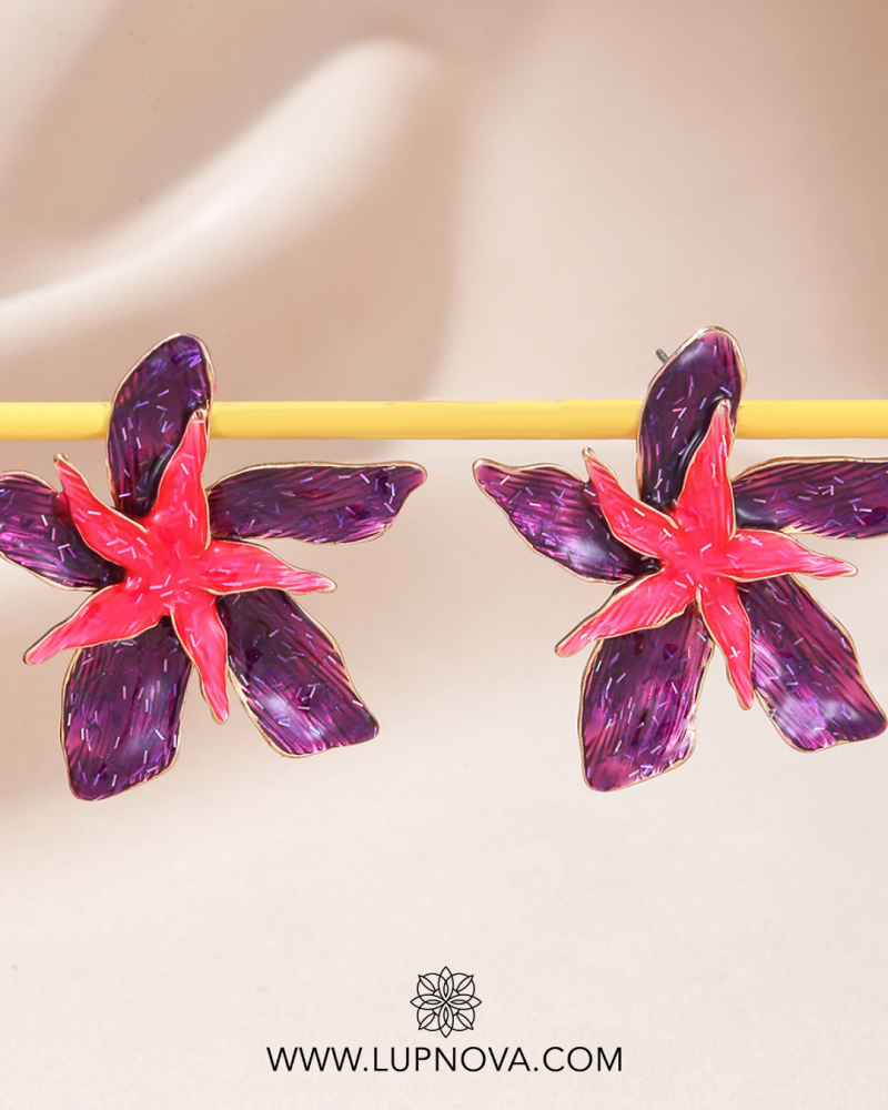 Aretes flores 3D oil drop - Imagen 3