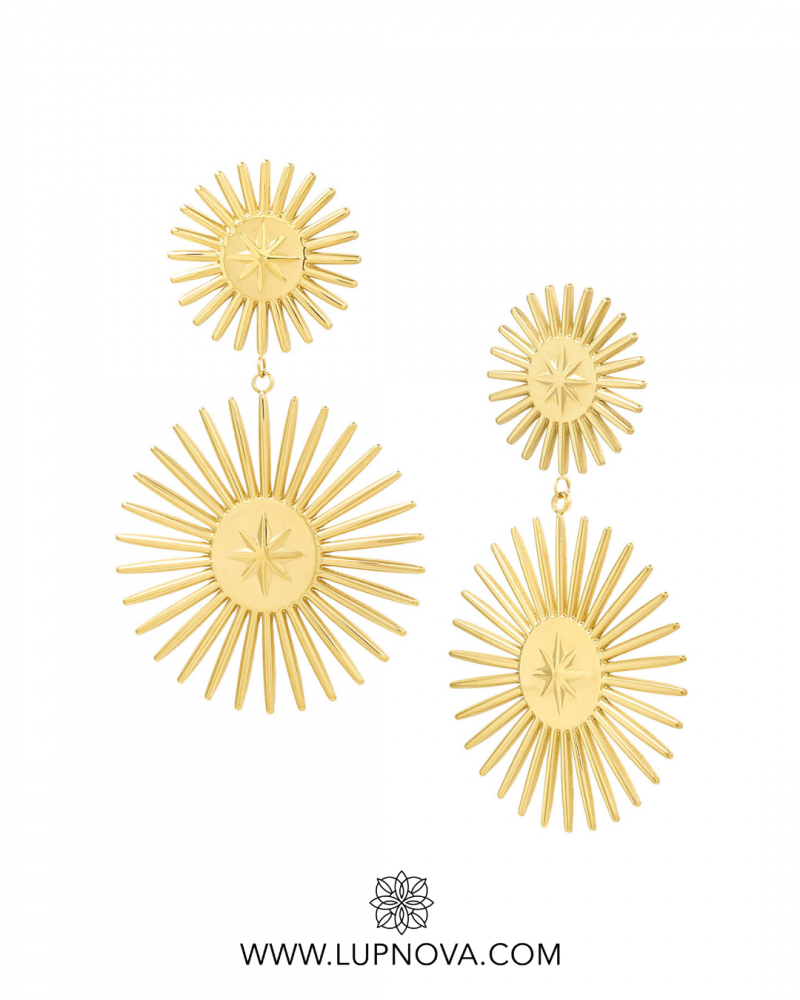 Aretes doble sol de acero - Imagen 2