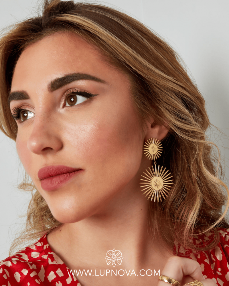 Aretes doble sol de acero - Imagen 3