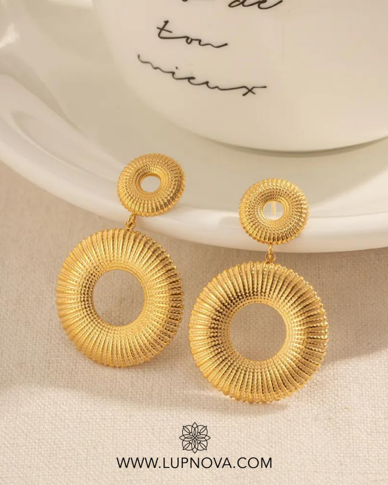 Aretes doble aro tallado - Imagen 4