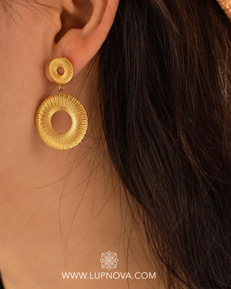 Aretes doble aro tallado - Imagen 2