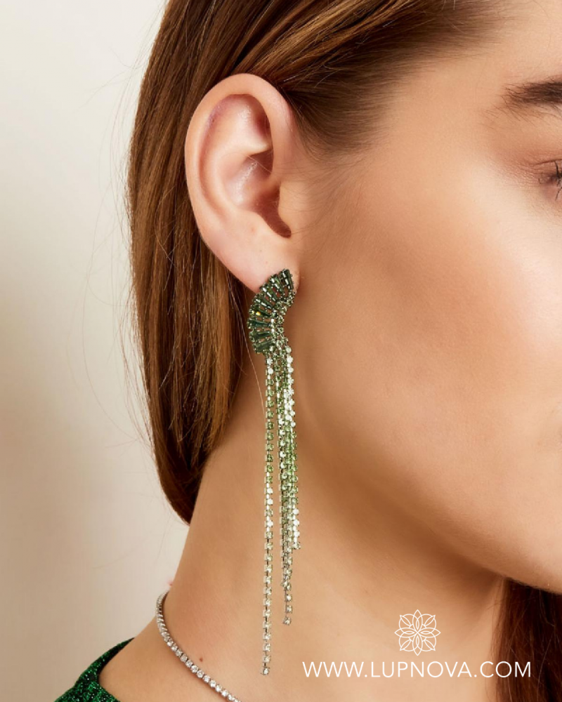 Aretes luna de rhinestone - Imagen 3