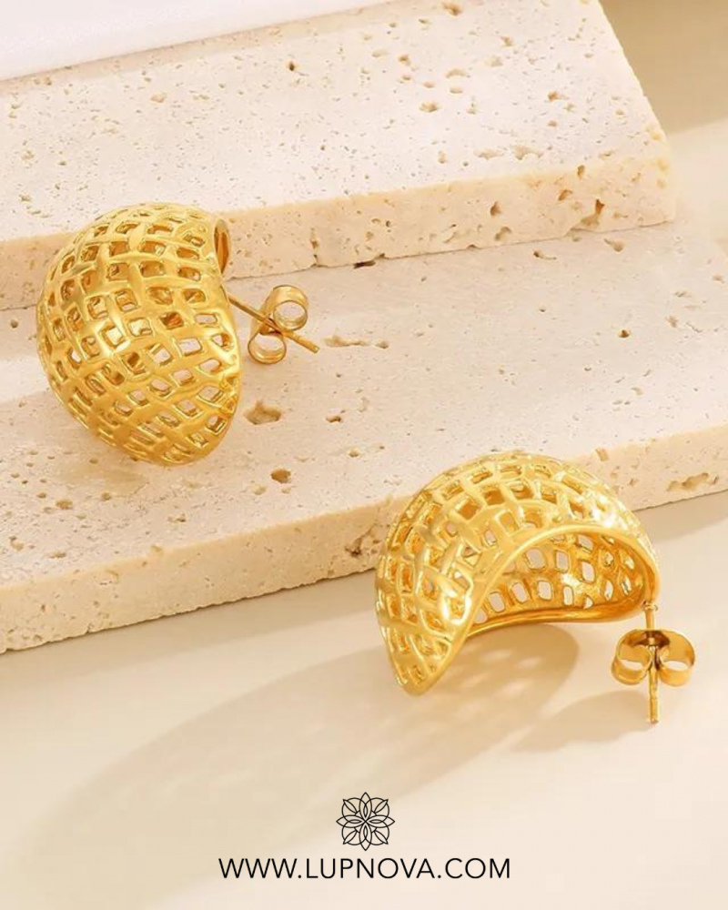 Aretes cóncavos calados estilo africano - Imagen 3
