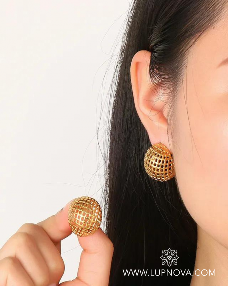 Aretes cóncavos calados estilo africano - Imagen 2