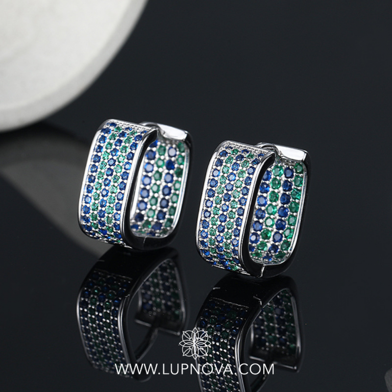 Aretes cubo de cristales plata925 - Imagen 3