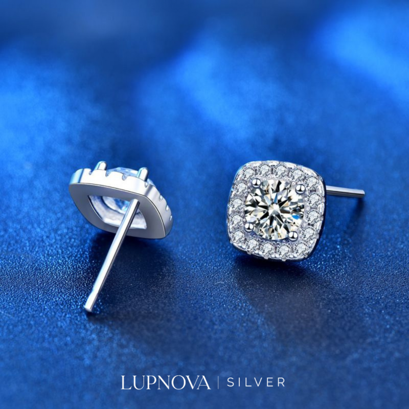 Aretes studs cuadrados plata925 - Imagen 4