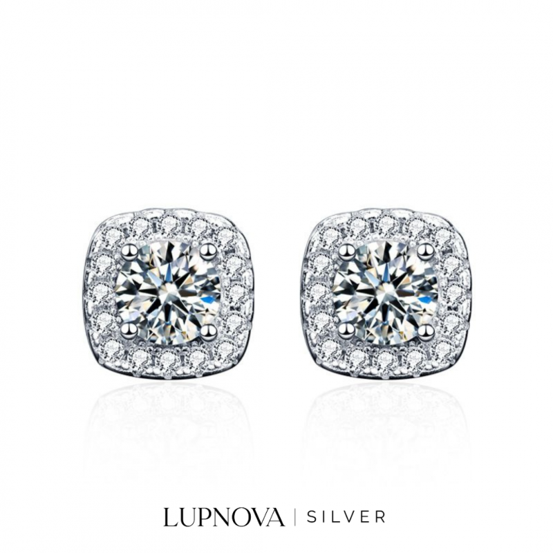Aretes studs cuadrados plata925