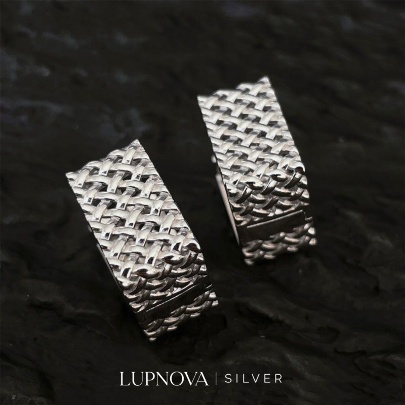 Aretes cubo mesh plata925 - Imagen 4