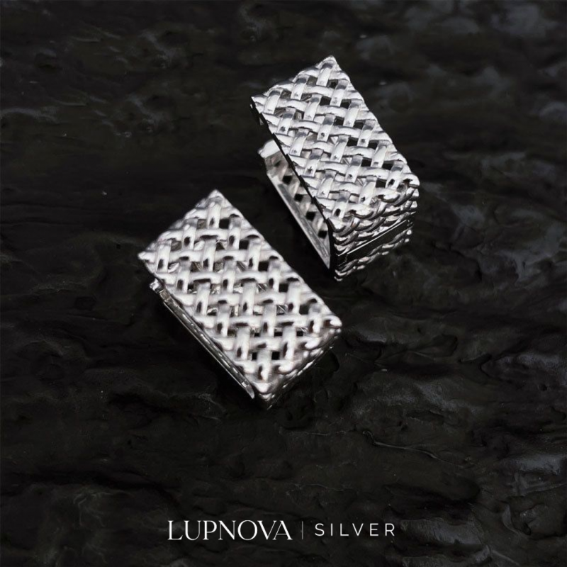 Aretes cubo mesh plata925 - Imagen 3