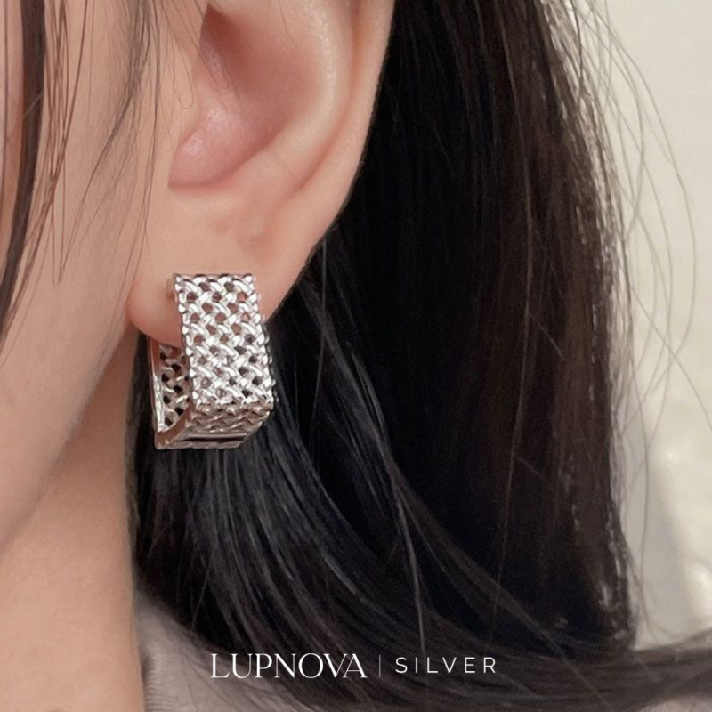 Aretes cubo mesh plata925 - Imagen 2