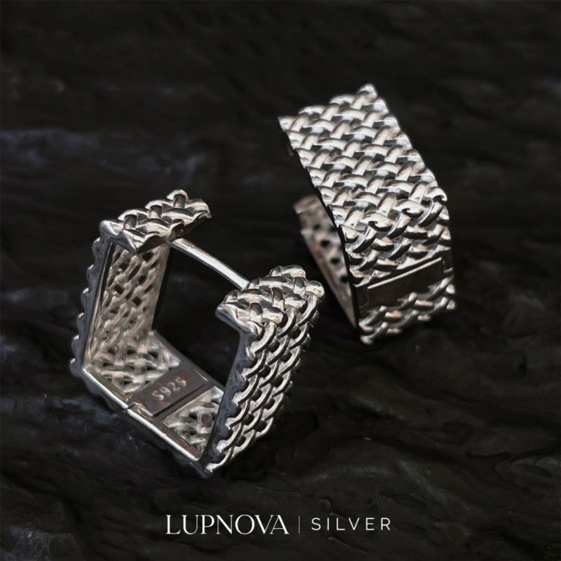 Aretes cubo mesh plata925