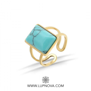 Anillo turquesa rectangular