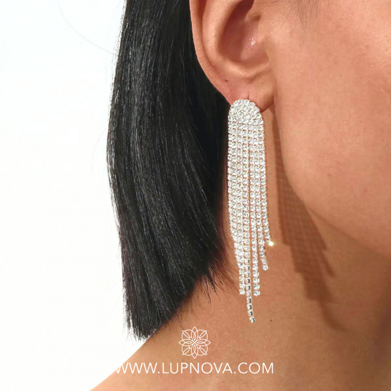 Aretes cascada de rhinestone dome