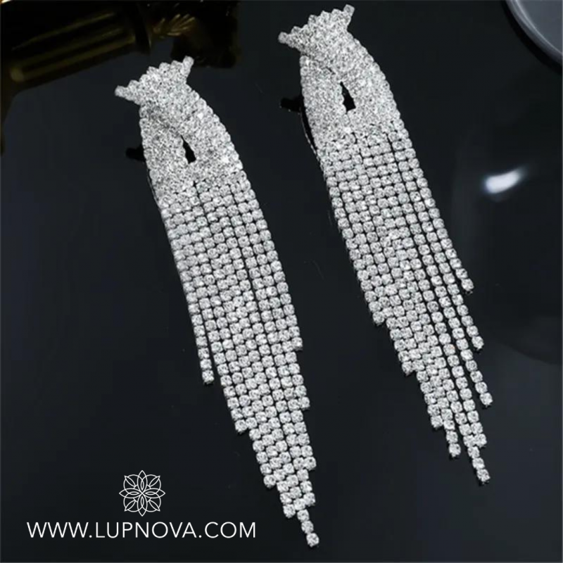 Aretes colgantes rhinestone entrelazado - Imagen 4