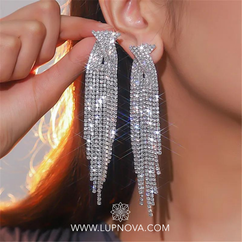 Aretes colgantes rhinestone entrelazado - Imagen 3
