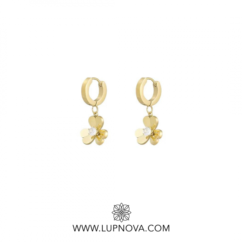 Aretes mini flor colgante